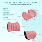 FLORICH 3 PCS Seat Cushion for Carseat Lumbar Support Pillow Car Neck Headrest Pillows 100% Memory Foam Seat Pads Pressure Relief Back Cushion for Office Chair(Pink) - Image 4