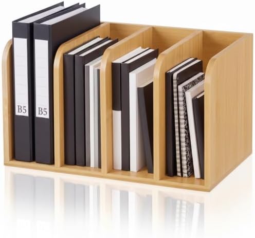 Novabright Bamboo Wooden 4-compartment File Magazine Holder, Suit for B5 by Unknown