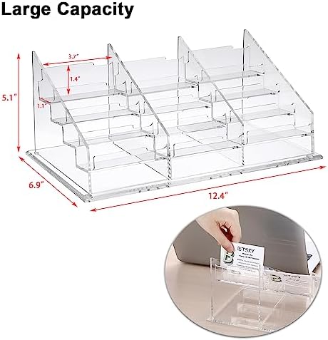 BTSKY Clear Acrylic Business Card Holder for Desk, 4 Tier 12 Pockets Business Card Stand Organizer Premium Thickened Acrylic Business Card Display Holder Name Cards Holders Fits 2.2 x 3.7 Inch - Image 4