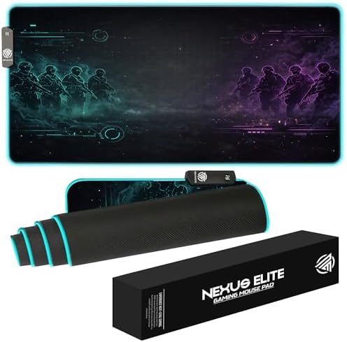 RGB Gaming Mouse Pad Large Extended Desk Mat 35.4x15.7in XXL XXXL Mousepad LED Light Up Keyboard Mat PC Gamer Desk Pad Gaming Accessories Extra Big Mouse Mat for Desk - Phantom Protocol by NexusElite