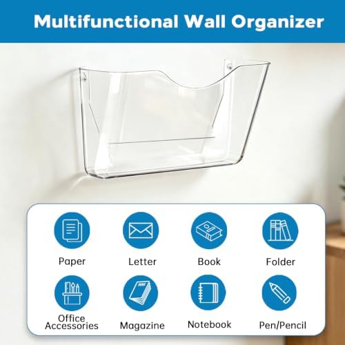SUPEASY Acrylic Wall File Holder, 6 Pack Clear Wall Mounted File Organizer - Image 4