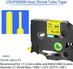 20 Pack Compatible for Brother Ptouch HSe-611 HSe611 HS-611 HS611 Black on Yellow 5.8mm 0.23'' Heat Shrink Tubing Label Tape for Wire Cable use in PT-E300 PT-E500 PT-E550W PT-P750W Label Printer - Image 2