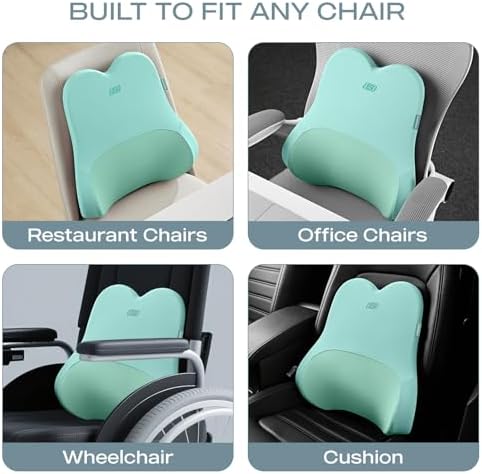Skechers Air-Cooled & Memory Foam Lumbar Pillow,Lumbar Support Pillow for Office,Chair Lower Back Pain Relief Lumbar Pillow,Ergonomic Design Back Support Pillow for Office Chair,Car,Home,Travel,Green - Image 6
