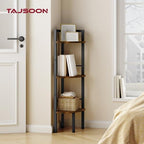 Tajsoon Corner Shelf Stand 3 Tier 39.5" with Metal Frame, Rustic Brown - Image 6
