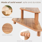 2-Tier Rustic Corner Shelf for Kitchen Counter,Wood Beaded Farmhouse Countertop Organizer with Removable Feet, Stackable Bathroom Vanity & Coffee Bar Decorative Riser Stand(Rustic Brown) - Image 4