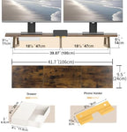 TEAMIX 42 inch Dual Monitor Stand with Storage Drawer & Phone Holder, Brown - Image 4