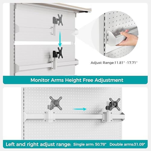 EUREKA ERGONOMIC Desk Pegboard Dual Monitor Stand 59x34 White - Image 4