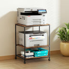 Large Printer Table with Storage, 3 Tier Printer Stand for Home Office, Rolling Printer Cart with Wheels, for Shredder Scanner Fax (Brown) - Image 4