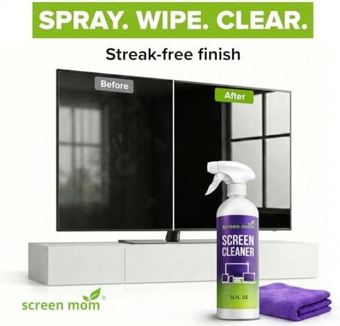 Screen Mom Ultimate Screen Cleaning Kit - 2 Pcs 16oz TV Screen Cleaner Spray and 6 Pcs Microfiber Cloths TV Cleaner Spray and Cloth, Laptop, Phone, iPad, Car and Computer Cleaning Kit Electronic - Image 3