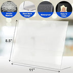 Acrylic Sign Holder 8.5 x 11 Horizontal , Clear Plastic Display Stand for Tabletop, Acrylic Stands for Flyers, Table Paper Holder, Vertical Sign Holder 8.5x11 for Restaurants, Office and School (Slant 15 Pack 11x8.5) - Image 3
