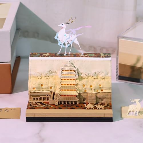 3D Memo Pad, 3D Calendar 2027, Time Piece Calendar, Tear-Off Calendars 2027, 3D Paper Carving Art Memo Pad, Art Carving Sticky Notes for Office Home Gifts Ornaments (Dunhuang) - Image 2