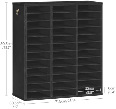 HOOBRO Literature Organizer, 36 Compartments Wooden Mail Organizer, Countertop Literature Sorter with Adjustable Shelves for Home, Office, School, Student Mailbox for Classroom, Black BK123WF01 - Image 3