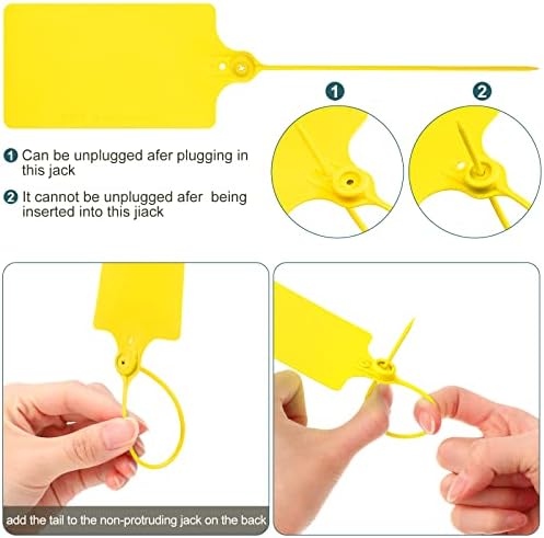 300 Pieces Plastic Tags Blank 2.3" x 10" Waterproof Plastic Shipping Tags Yellow Zip Tie Label Tags Bag Tags for Labeling Security Seals Writable Marker Ties Hanging Tags (Pack of 4) - Image 3