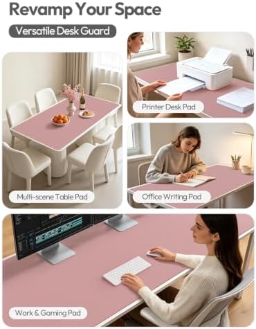 YSAGi Leather Desk Pad Protector, Office Desk Mat, Large Mouse Pad, Non-Slip PU Leather Desk Blotter, Laptop Desk Pad, Waterproof Desk Writing Pad for Office and Home (Pale Mauve,55" x 17.2") - Image 4
