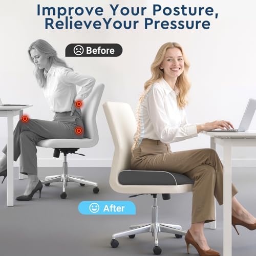 Seat Cushion, Memory Foam Office Chair Cushion, Gray, X-Large - Image 4