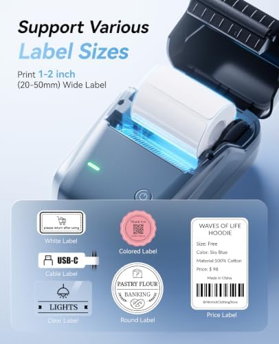 NIIMBOT B1 2 Inch Portable Thermal Label Maker with Tape for Phone&PC, Blue - Image 4