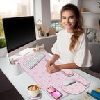 LIMKRIAN Pink Striped Mouse Pad Desk Mat Set, Cute Back to School Supplies - Image 2