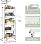 Sywhitta 5-Tier Plastic Rolling Utility Cart with Wheels for Storage,White - Image 3