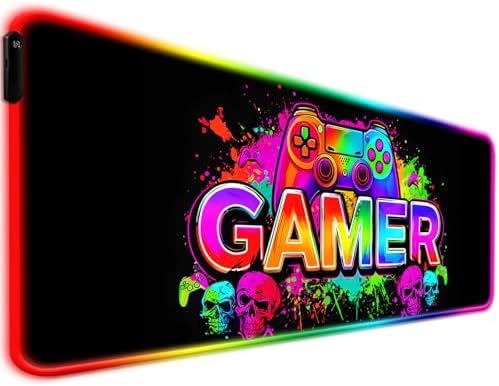 RGB Black Gaming Desk Mat, XL Mouse Pad for Gamer by JIANG100