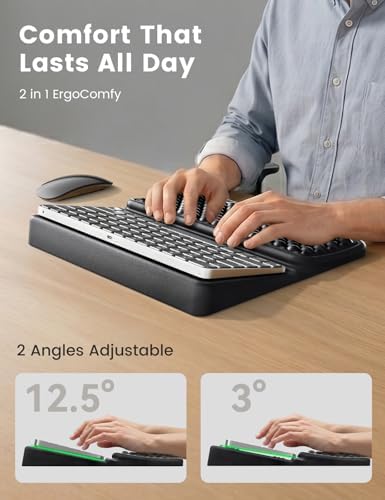 Vaydeer Keyboard Wrist Rest, Keyboard Stand with Wrist Support, Soft Memory Foam Ergonomic Riser for 60%-65% Keyboard Holder Tilt Lift for Carpal Tunnel, Office Gaming Computer Typing Hand Arm Cushion - Image 6