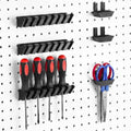 Novabright 6 Pieces Pegboard Organizer Accessories Set, Screwdriver Holder and Double Hole Pliers Holders, Pegboard Tool Hangers for Screwdrivers, Pliers, Scissors Wall Garage Workshop Storage (Black) by Unknown