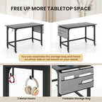 GOFLAME 4ft Conference Table, Mobile Home Office Computer Desk, Meeting Room Table w/Detachable Storage Bag & 2 Headphone Hooks, Rolling Seminar Boardroom Table on Wheels, Black - Image 6
