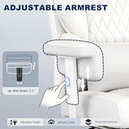Misolant Big and Tall Office Chair with Footrest, High Back Executive Desk Chair with Adjustable Lift Armrest, 155°Recline，Lumbar Support Pillow, Faux Leather Gaming Chairs for Home All White - Image 4