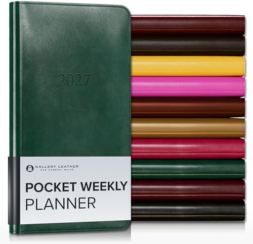Gallery Leather Pocket Weekly Planner 2026-2027 Acadia Green by GalleryLeather
