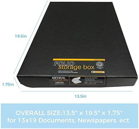 Lineco Clamshell Archival Storage Box, 13.5x19.5x1.75 Inch, Black - Image 2