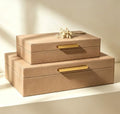 Decorative Storage Boxes with Lids, PU Faux Leather, 2 Pack, Brown by Unknown