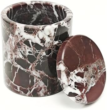 Purple Red Marble Round Pen Holder with Lid for Desk by SIRIZEN-DIVING