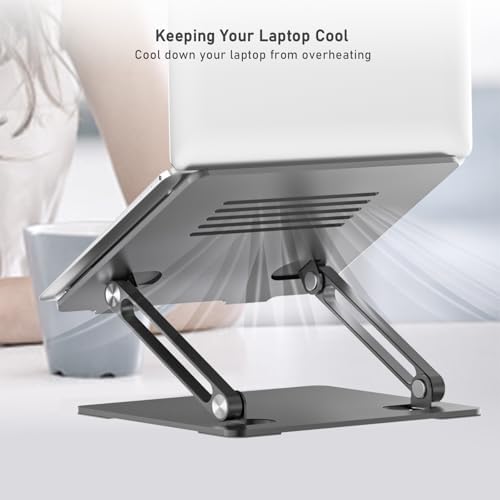 BoYata Laptop Stand, Adjustable Metal Desktop Riser, Up to 15 Inches, Gray - Image 6