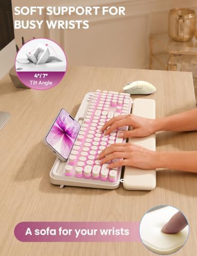 Wireless Keyboard and Mouse, Backlit Typewriter with Magnetic Wrist Rest - Image 3