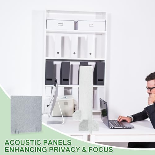 PATIKIL Desk Dividers 24" x 24", 2 Pack Desk Privacy Panel Freestanding Noise Reducing Partition Acoustic Panel with 4Pcs Support Feet for Testing Office Home Library, Cement Gray Style C - Image 6