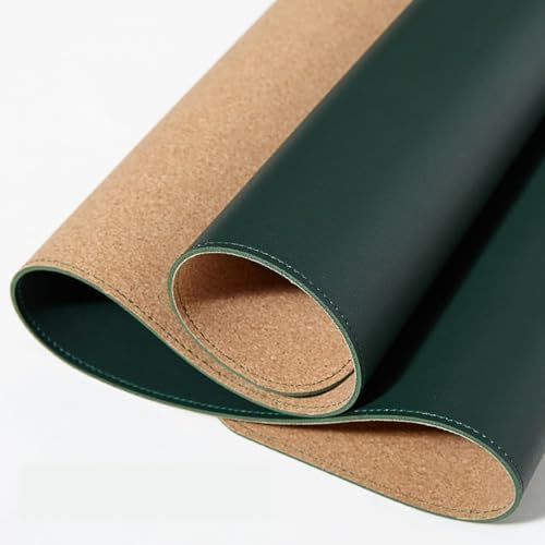 Dual-Sided Leather & Cork Desk Mat, Large Waterproof Stain-Resistant Mouse Pad, Multi-Use Desk Pad for Computer & Office Home(DarkGreen,60x30cm) - Image 2