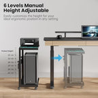 EUREKA ERGONOMIC PC Stand Computer Cart Frosted Glass, Height Adjustable Tower Stand 2-Tier Suit for ATX Case Printer, Metal Rolling Cart on Wheels for Gaming Home Office, Black - Image 7