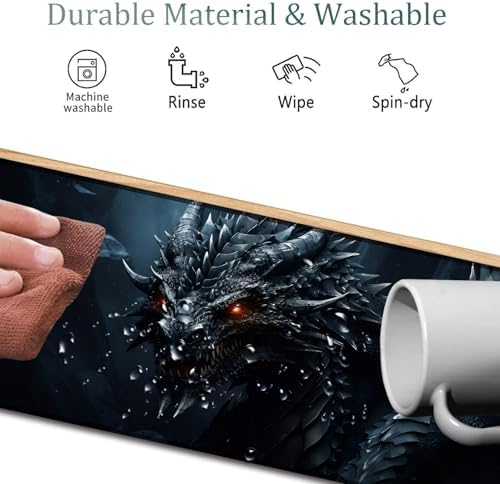 4 in 1 Mouse Pad Combo, Large Gaming Mouse Pad + Keyboard Wrist Support + Mouse Wrist Rest + Coaster, Table Pad 31.5 "x 11.8" with Memory Foam Ergonomic Wrist Pad Set, Cool Dark Dragon - Image 7