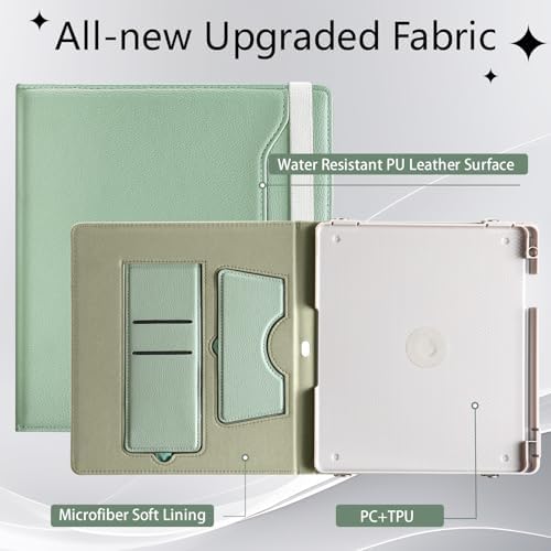 E NET-CASE Case for Kindle Scribe 10.2 inch(2024/2022 Release),Premium PU Leather with Card Slot and Pen Holder and Auto Sleep/Wake,Shoulder Strap Cover for 10.2" Kindle (Light Green) - Image 4