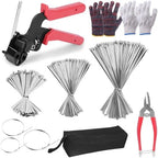 400PCS Metal Zip Ties Gun Kit, 6/8/12 Inch Heavy Duty Metal Zip Ties, Multi-Purpose Self-Locking Cable Tie Tool Set for Vehicles Farms Plants Fences Pipe Bundling, Scissors by UZLUbuywithconfidence