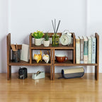 MyGift Adjustable Rustic Burnt Wood Desktop Shelf, Stackable Organizer - Image 2
