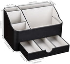 KINGFOM Desk Organizer with Drawer, Multifunction Pencil Holder for Desk, Desk Organizer and Accessories 5 Compartments for Home Office Supplies (Black) - Image 3