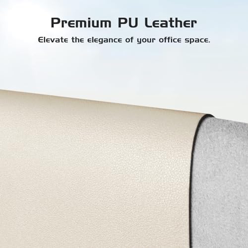 Aothia Leather Desk Pad Protector, Office Desk Mat, Large Mouse Pad, Laptop Desk Pad, Non-Slip PU Leather Desk Blotter, Waterproof Desk Writing Pad for Office and Home (Beige, 47" x 24") - Image 2