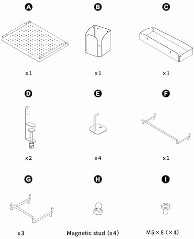 ENHANCE Metal Pegboard Desk Organizer (18 x 14 in) Clamp On Desk Peg Board with 14 Attachments, Pegboard Shelf and Pegboard Hooks, Desktop Organizer for Home Office, Crafts, or Gaming Setups - Image 4