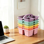 Set of 6 Classroom Caddy, Small Plastic Storage Caddy with Handle, Morandi - Image 2