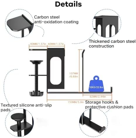 Desk Side Storage Gaming Laptop Holder,Clamp-on Vertical Notebook Stand - Image 3