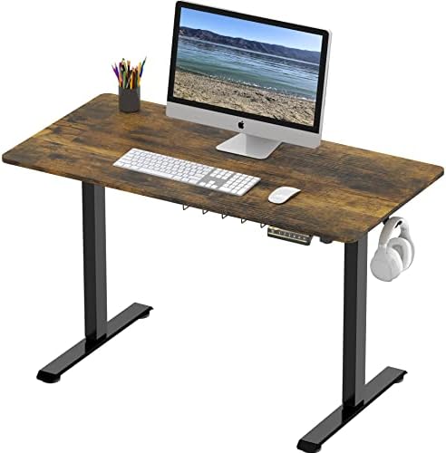 SHW 48-Inch Electric Height Adjustable Sit to Stand Desk, Rustic Brown - Image 4