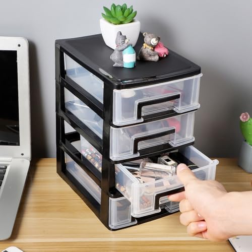 SEWACC 4-layer Plastic Drawers, Portable Storage Drawers Multi-functional Desk Storage Organizer - Image 6
