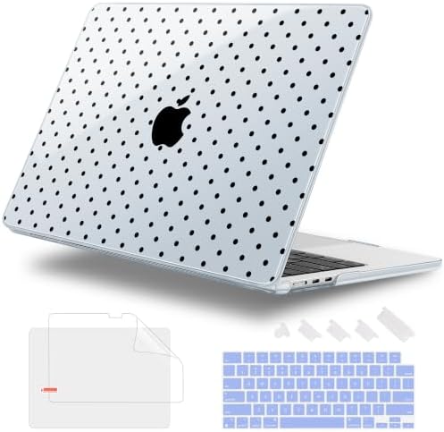 Case for 2026/2025/2024/2023 MacBook Air 15-inch Laptop Release M5 A3448 /M4 A3241 /M3 A3114 /M2 A2941, Stylish Protective Hard Shell Cover for MacBook Air 15.3 inch, Blue & Black Polka Dots by WelcomeViseNewitems
