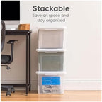 IRIS USA 8 Pack File Box, Plastic Document Organizer with Lid, 35 Qt, Clear - Image 5