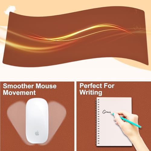 Desk Mat with Wireless Charging, Brown Mouse Pad with Wireless Charger, Desk Pad Matt for Desktop, Mousepad Gaming Large Mouse Pad, Leather Compute for Keyboard and Mouse, 32" x 16" - Image 4
